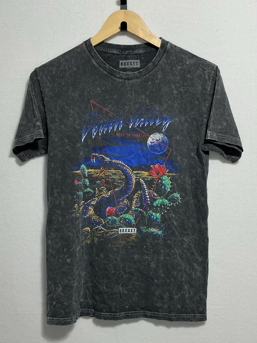 BOXSET Death Valley Snake Graphic Tee Small Black Acid Wash Grunge T-Shirt